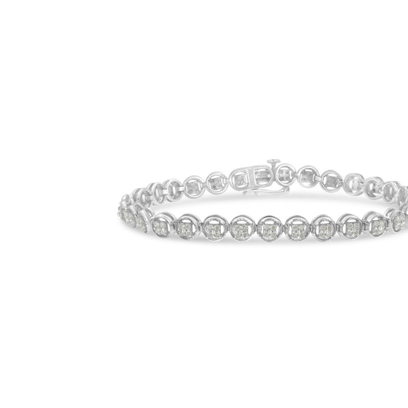Haus Of Brilliance .925 Sterling Silver 1-1/3 Cttw Diamond 7" Open Circle Wheel Link Tennis Bracelet In White