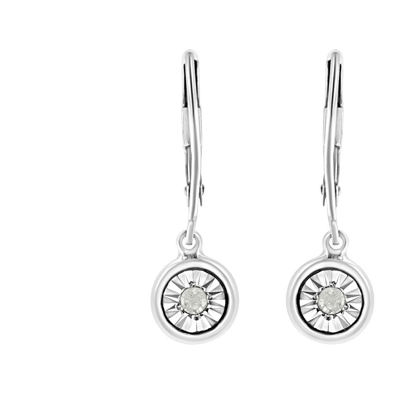 Haus Of Brilliance .925 Sterling Silver 1/10 Cttw Bezel-set Round-cut Diamond Accent Dangle Earring In White