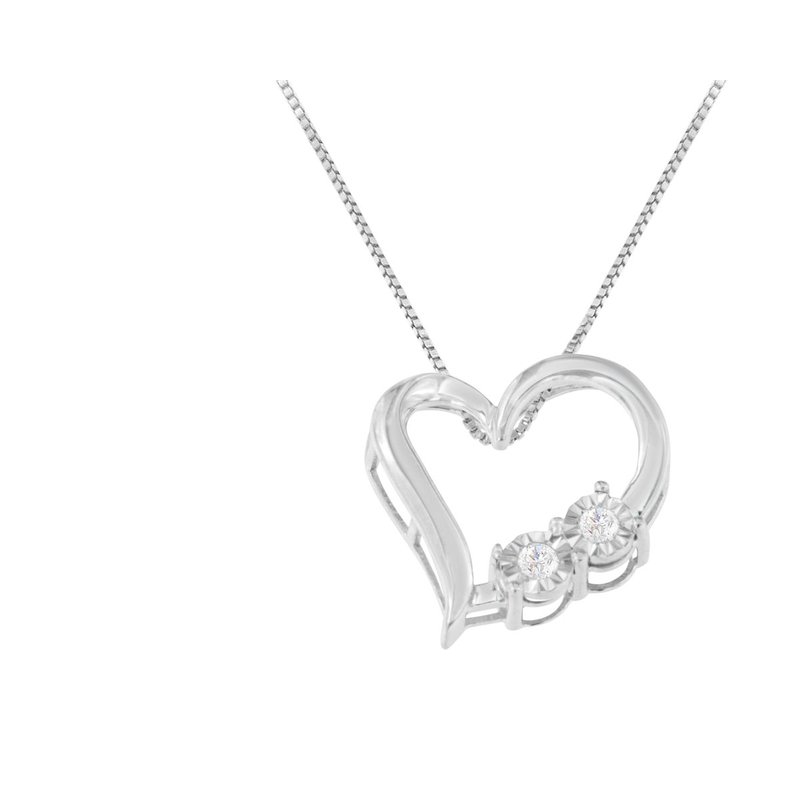 Haus Of Brilliance .925 Sterling Silver 1/10 Cttw Diamond Heart Pendant Necklace In White