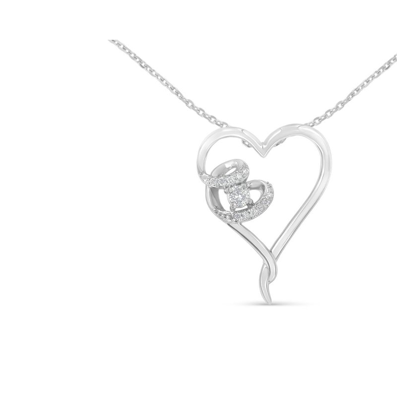Haus Of Brilliance .925 Sterling Silver 1/10 Cttw Diamond Heart Pendant Necklace In Grey