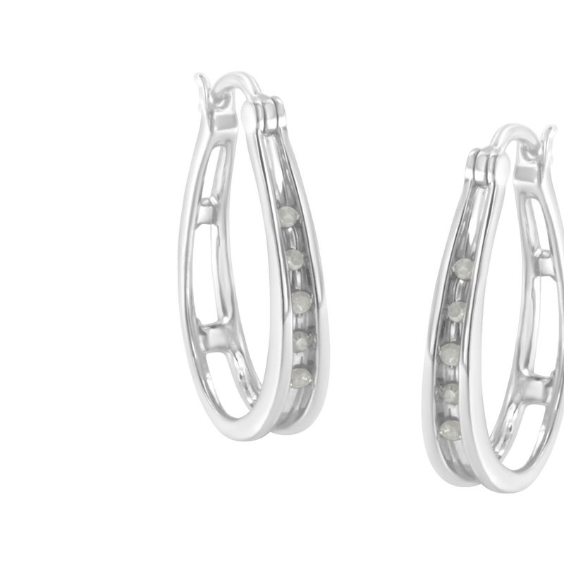 Haus Of Brilliance .925 Sterling Silver 1/10 Cttw Diamond Hoop Earrings In White