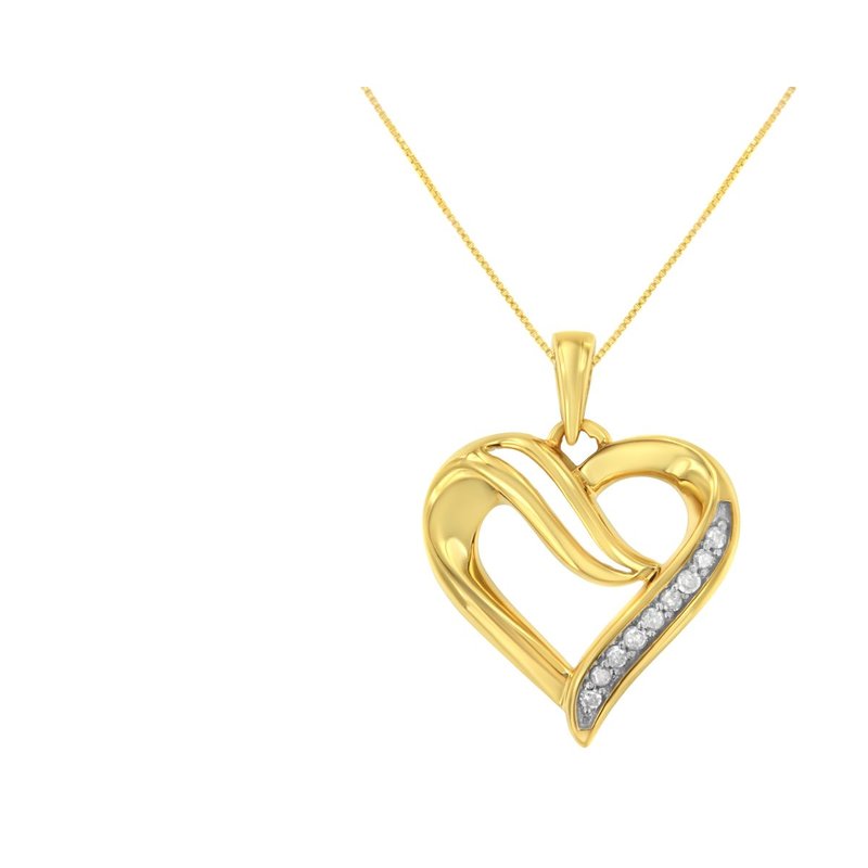 Haus Of Brilliance .925 Sterling Silver 1/10 Cttw Diamond Open Heart 18" Pendant Necklace In Gold