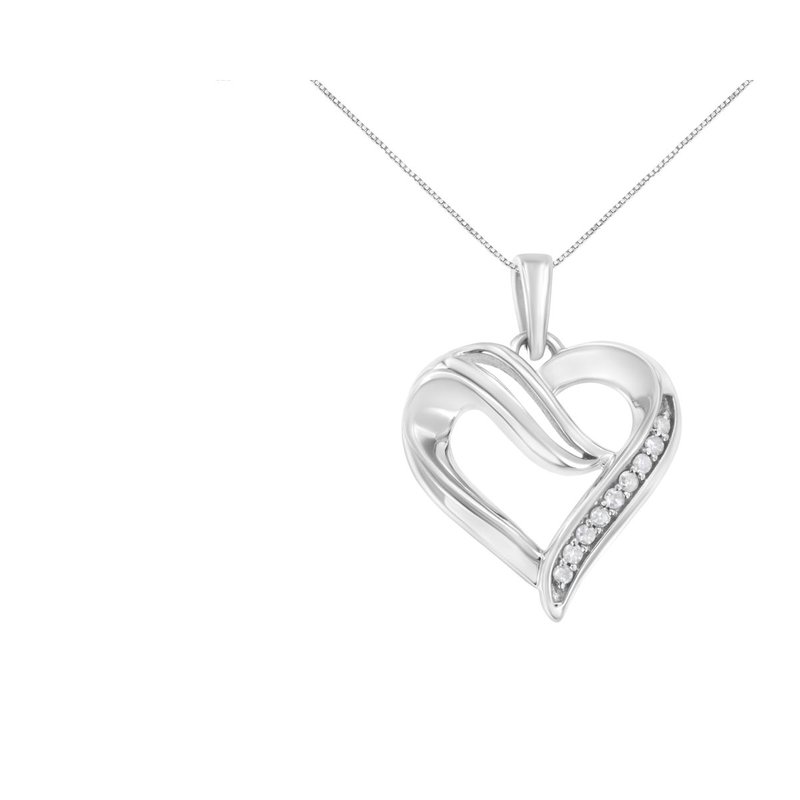 Haus Of Brilliance .925 Sterling Silver 1/10 Cttw Diamond Open Heart 18" Pendant Necklace In Grey