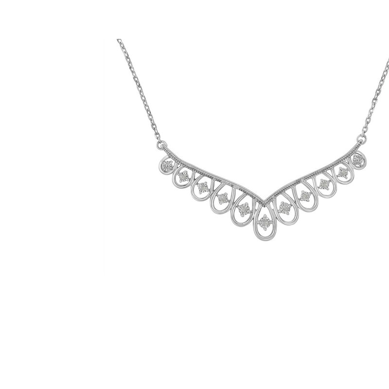 Haus Of Brilliance .925 Sterling Silver 1/10 Cttw Miracle-set Diamond Chandelier Style 18" Necklace In White
