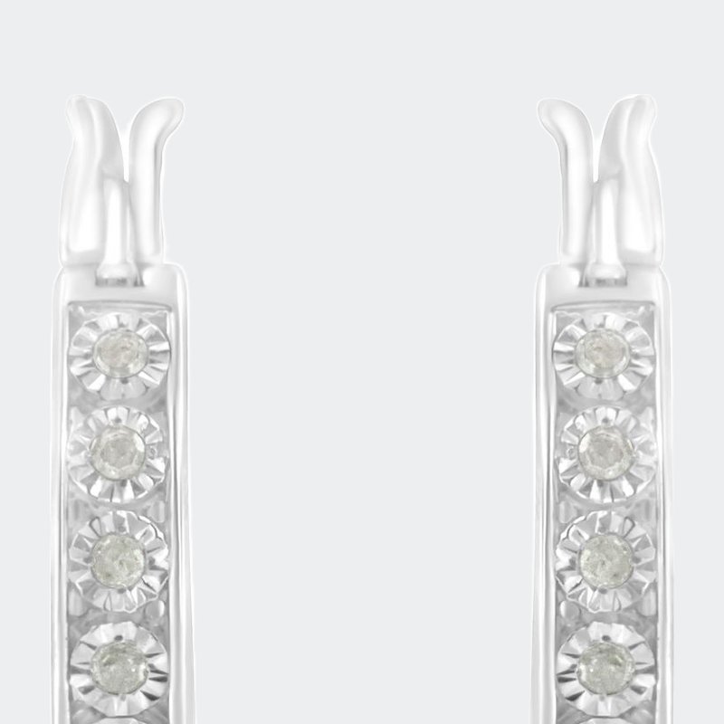 Haus Of Brilliance .925 Sterling Silver 1/10 Cttw Miracle Set Diamond Full Circle Hoop Earrings In White