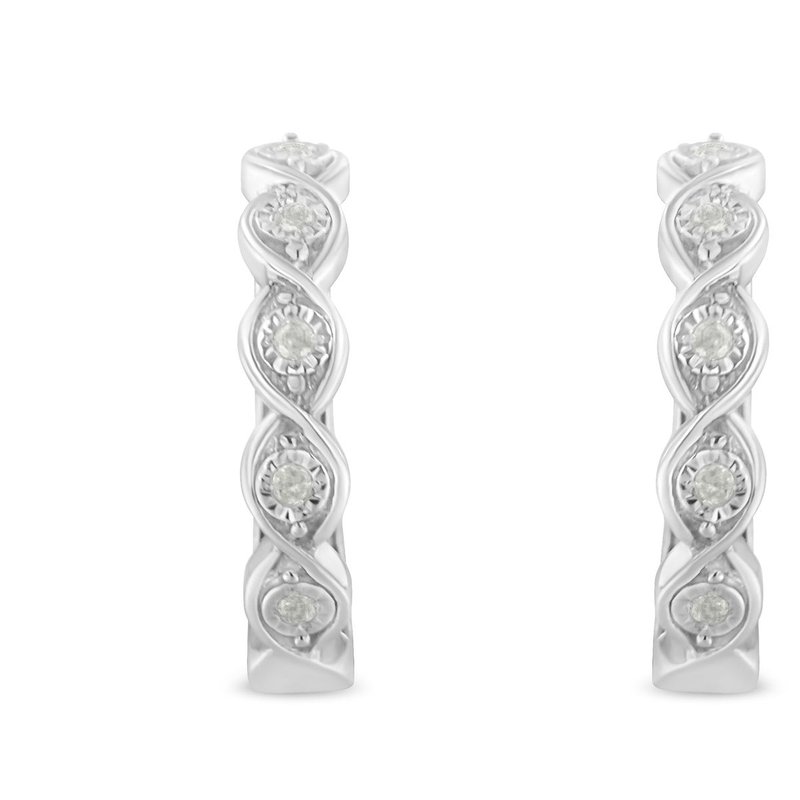 Haus Of Brilliance .925 Sterling Silver 1/10 Cttw Miracle-set Diamond Infinity Swirl Hoop Earrings In White