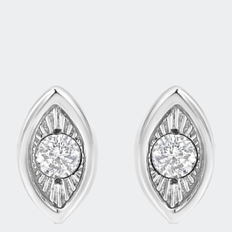 Haus Of Brilliance .925 Sterling Silver 1/10 Cttw Miracle-set Diamond Oval Shape Stud Earrings In White