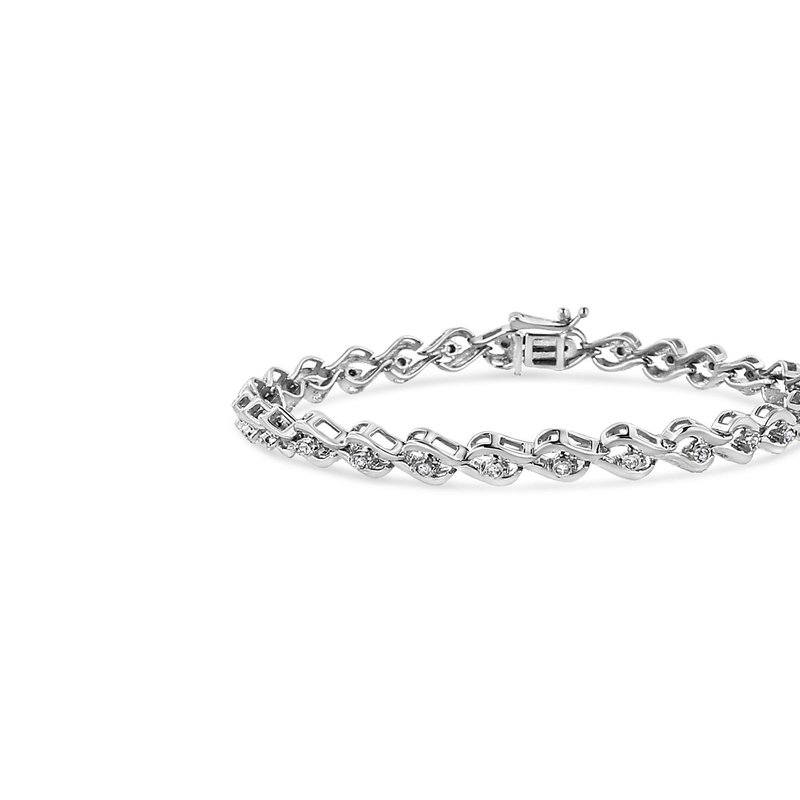 Haus Of Brilliance .925 Sterling Silver 1/10 Cttw Round-cut Diamond Links Of Flame Bracelet In White