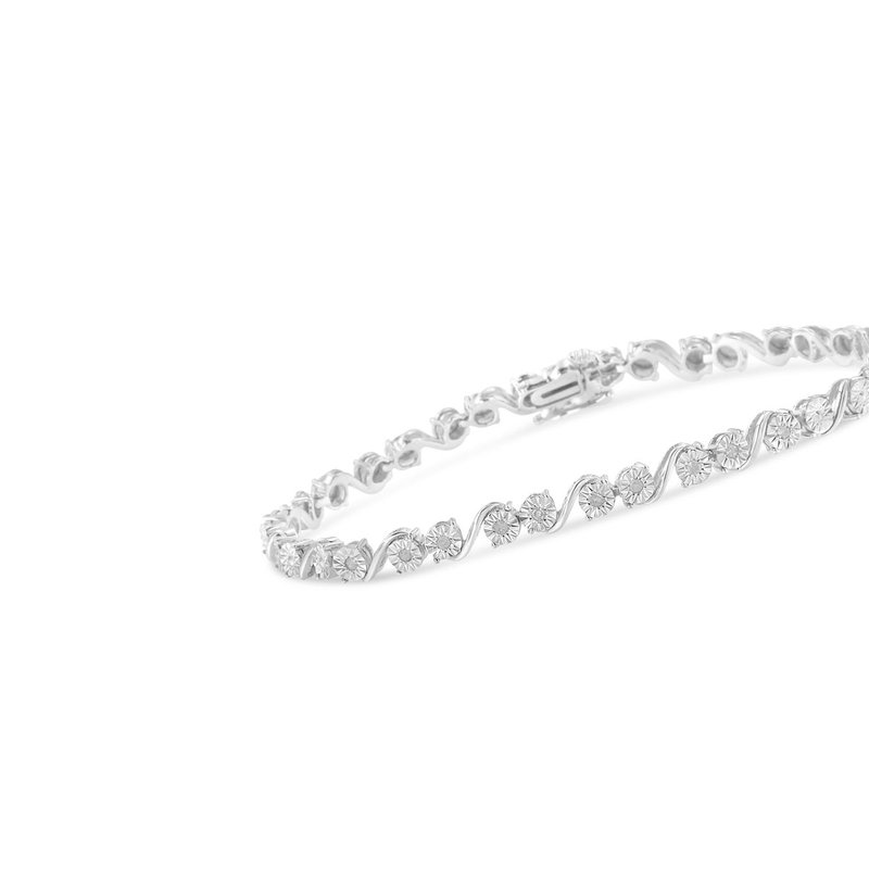 Shop Haus Of Brilliance .925 Sterling Silver 1/10 Cttw Round Diamond "s" Link Miracle Plate Tennis Bracelet In Grey