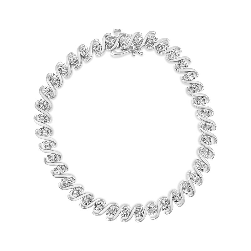 Haus Of Brilliance .925 Sterling Silver 1/10 Cttw Round Miracle-set Diamond "s" Tennis Bracelet In Grey