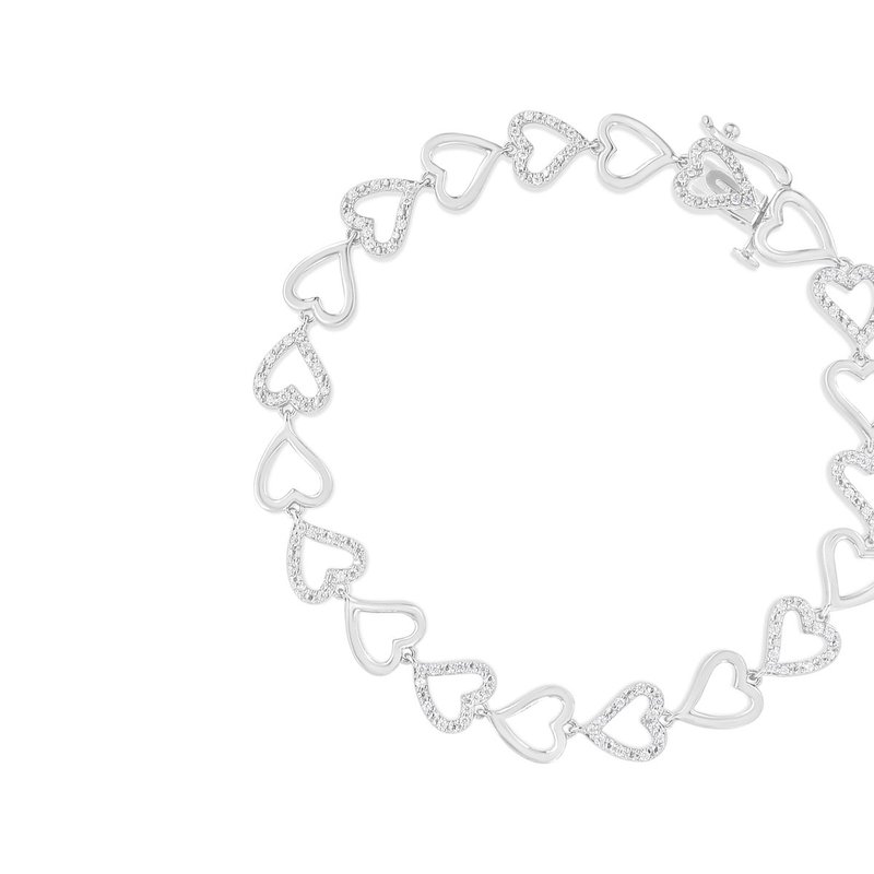 Haus Of Brilliance .925 Sterling Silver 1/2 Cttw Diamond Alternating Heart Link Bracelet In White