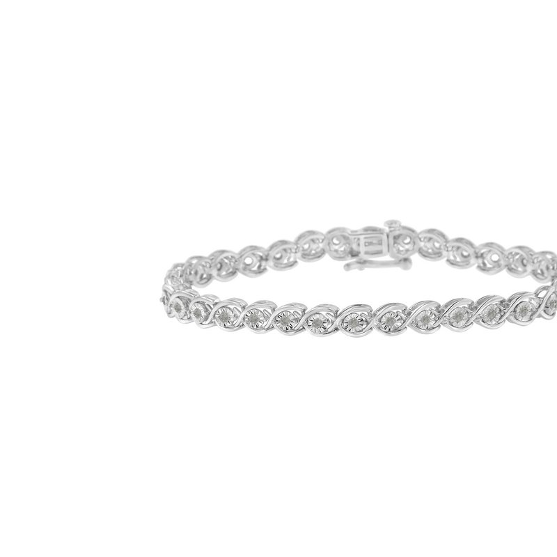 Haus Of Brilliance .925 Sterling Silver 1/2 Cttw Diamond Criss-cross Miracle-set 7" Link Bracelet In Grey