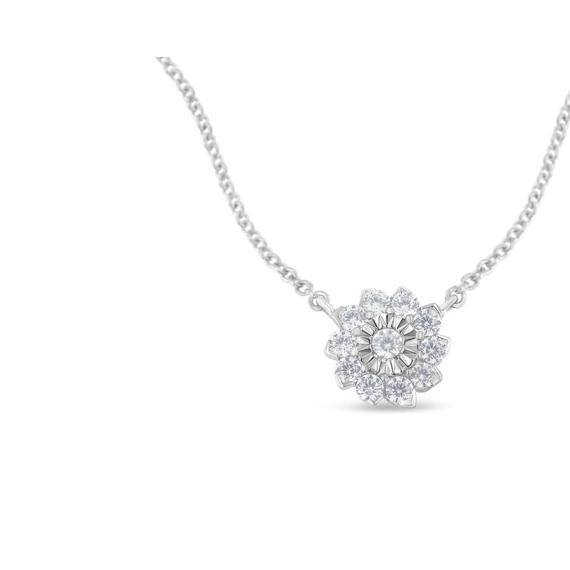 Haus Of Brilliance .925 Sterling Silver 1/2 Cttw Diamond Miracle Set Flower Cluster Pendant Necklace With Cable Chain In White