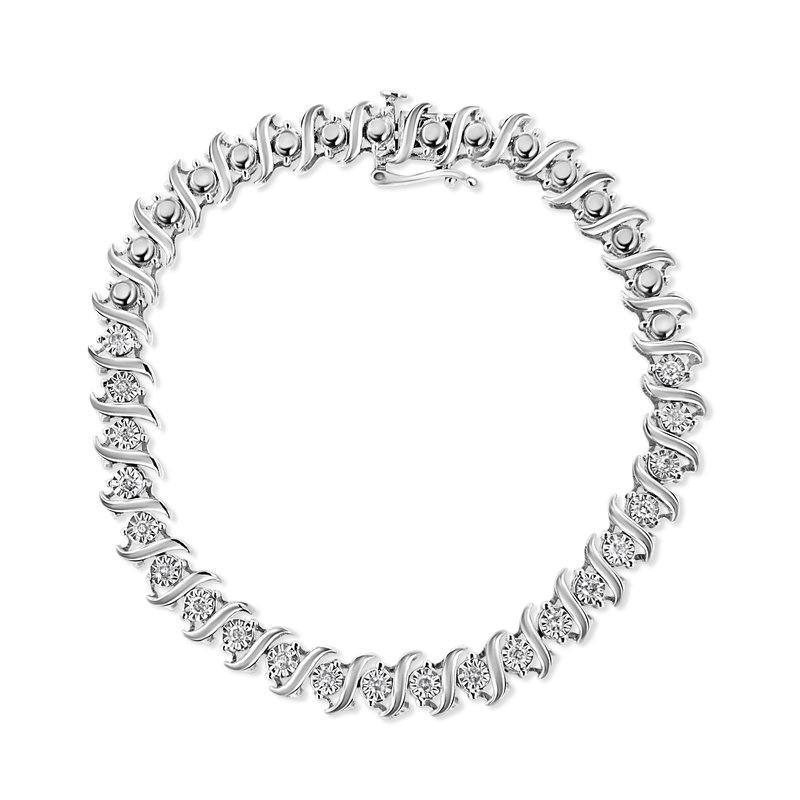 Haus Of Brilliance .925 Sterling Silver 1/2 Cttw Diamond Miracle Set "s" Link Tennis Bracelet In Grey