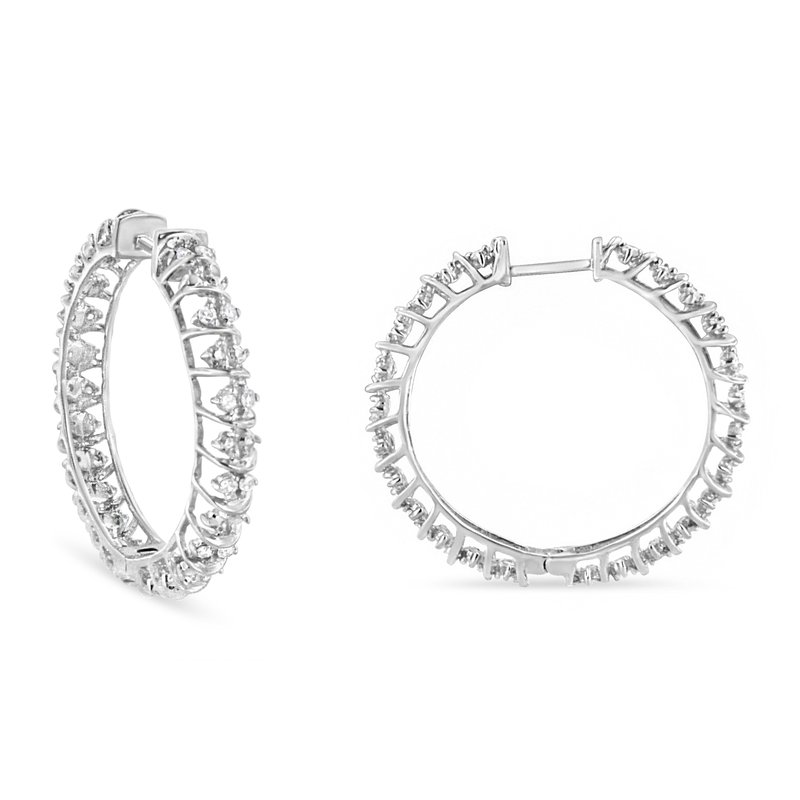 Haus Of Brilliance .925 Sterling Silver 1/2 Cttw Diamond Wire Cage Style Hoop Earring In White