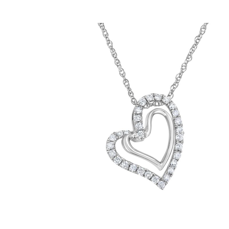 Haus Of Brilliance .925 Sterling Silver 1/2 Cttw Lab-grown Diamond Double Heart Pendant Necklace In White