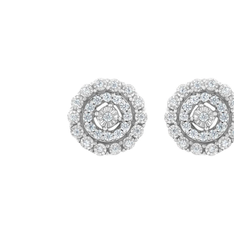 Haus Of Brilliance .925 Sterling Silver 1/2 Cttw Miracle-set Diamond Double Halo Stud Earring In White