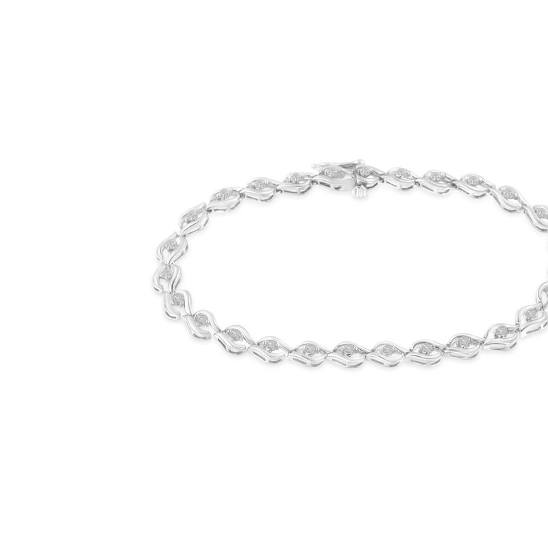 Haus Of Brilliance .925 Sterling Silver 1/2 Cttw Rose Cut Diamond Almond Shape Link Tennis Bracelet In Grey