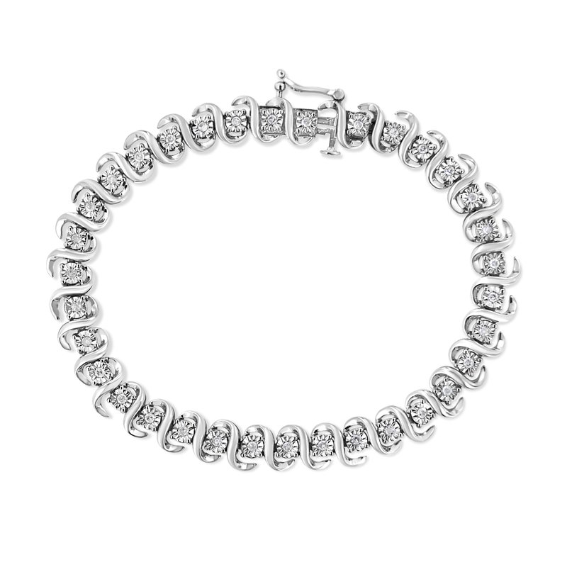 Haus Of Brilliance .925 Sterling Silver 1/2 Cttw Round-cut Diamond Miracle Set "s" Link Bracelet In White