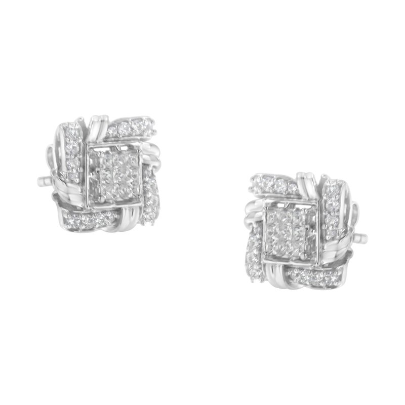 Haus Of Brilliance .925 Sterling Silver 1/2 Cttw Round-cut Diamond Stud Earrings In White