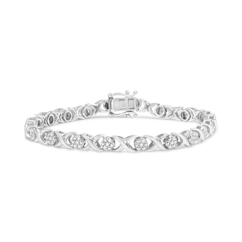 Haus Of Brilliance .925 Sterling Silver 1/2 Cttw Round Diamond Cluster X-link Bracelet In Grey