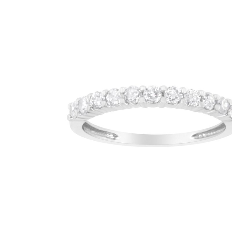 Haus Of Brilliance .925 Sterling Silver 1/2 Cttw Shared Prong-set Brilliant Round-cut Diamond 11 Stone Band Ring In Grey