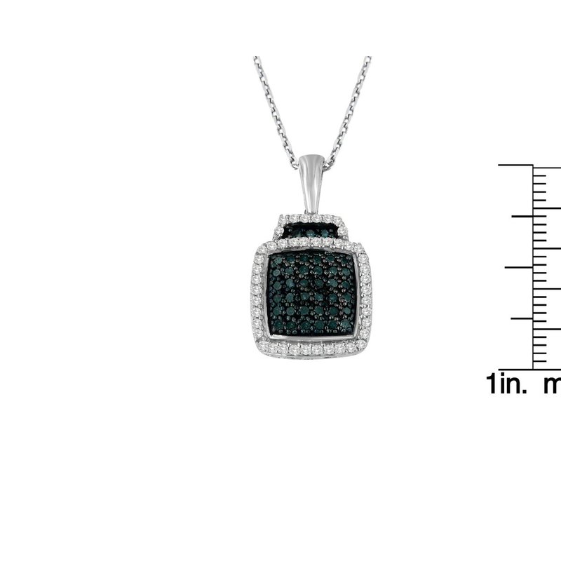 Shop Haus Of Brilliance .925 Sterling Silver 1/2 Cttw Treated Blue Diamond Block Pendant Necklace In White