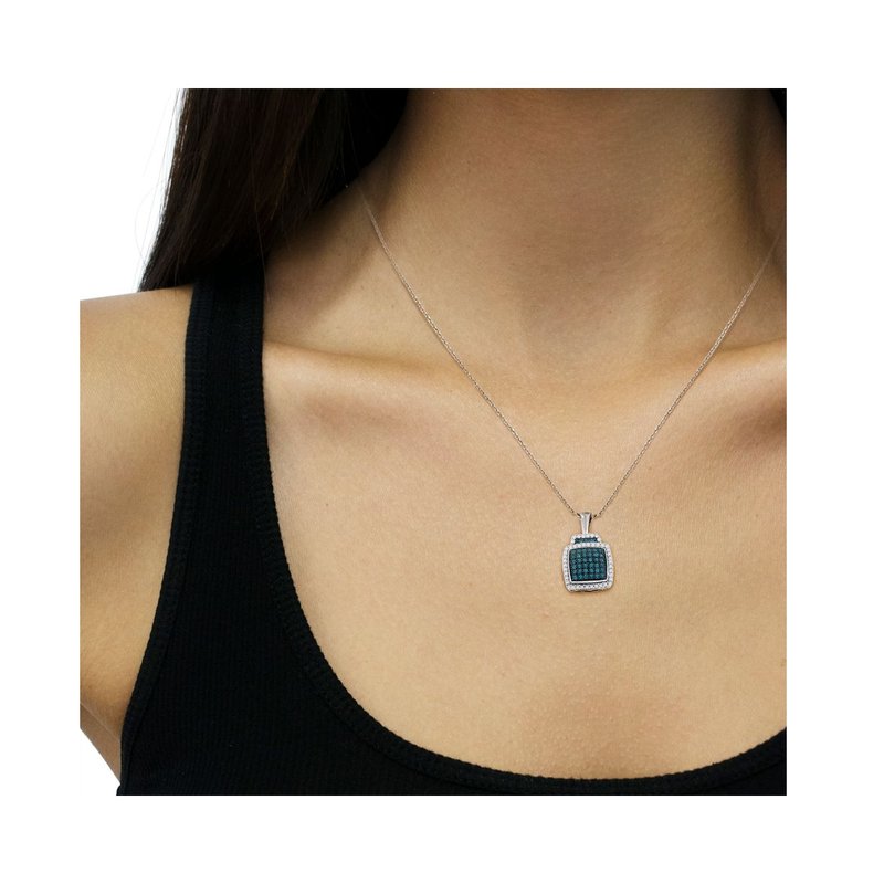 Shop Haus Of Brilliance .925 Sterling Silver 1/2 Cttw Treated Blue Diamond Block Pendant Necklace In White