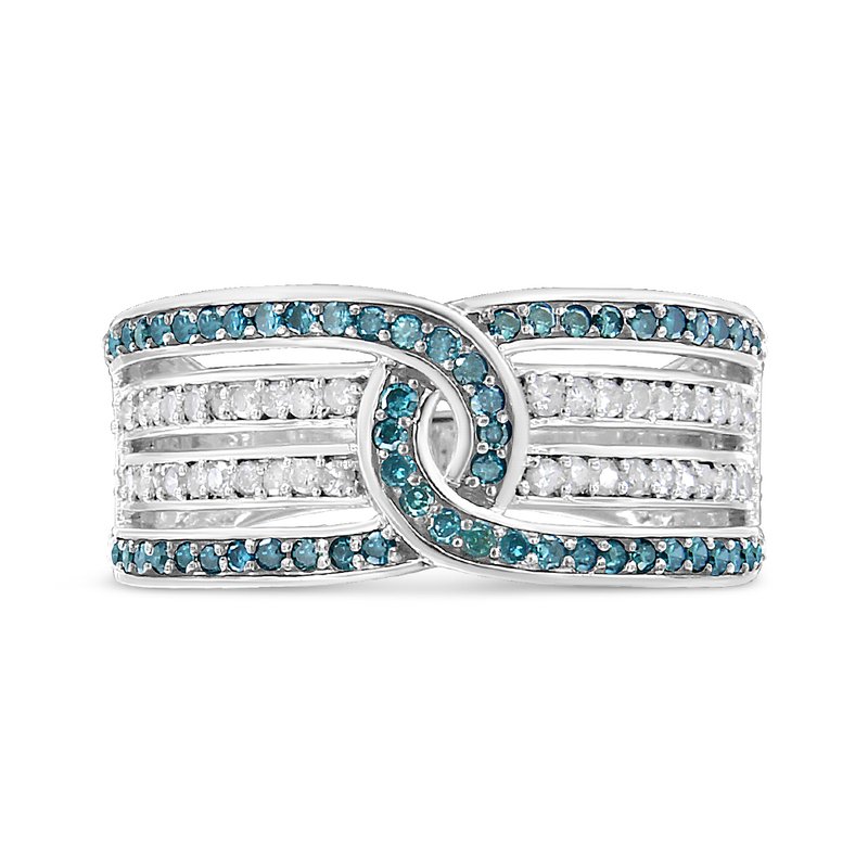 Haus Of Brilliance .925 Sterling Silver 1/2 Cttw White And Blue Color Treated Diamond Band Ring In Grey