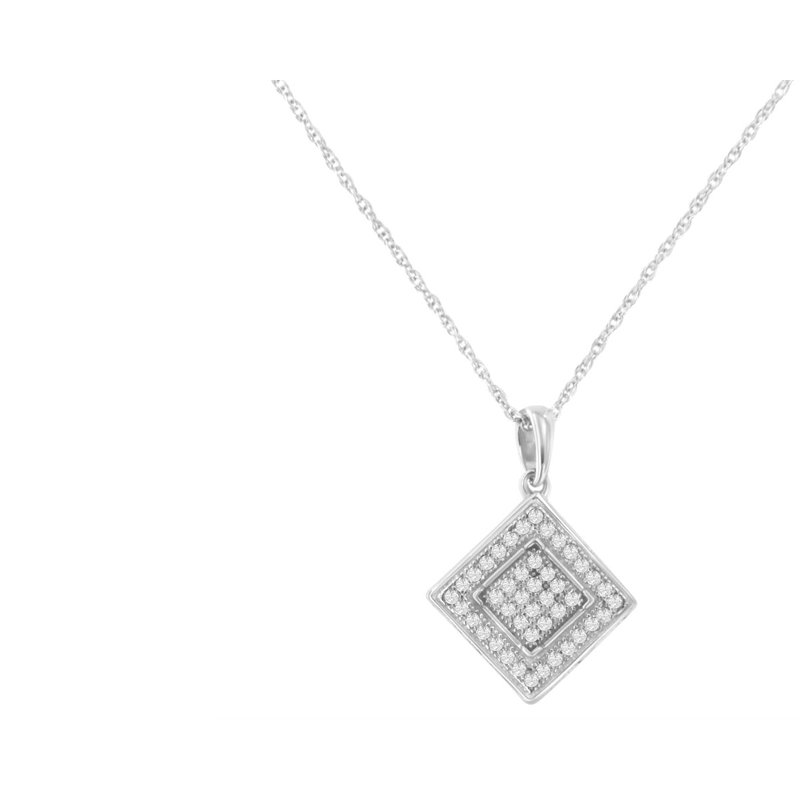 Haus Of Brilliance .925 Sterling Silver 1/3 Cttw Diamond Rhombus Shaped 18" Pendant Necklace In Grey