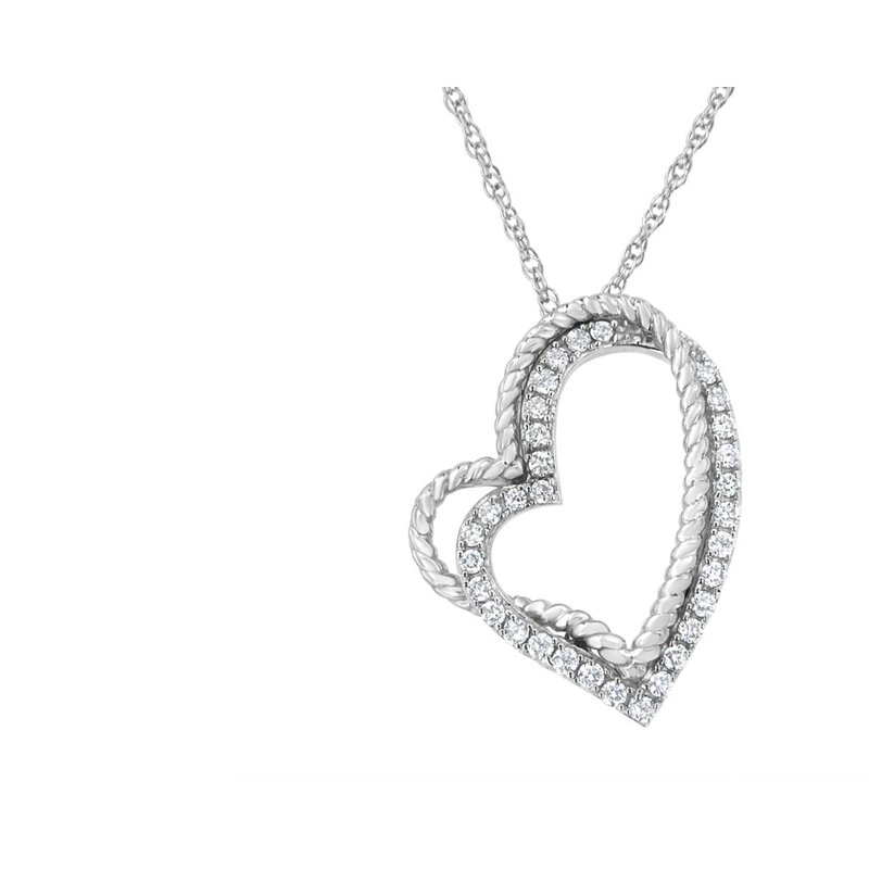 Haus Of Brilliance .925 Sterling Silver 1/3 Cttw Lab-grown Diamond Heart Pendant Necklace In White