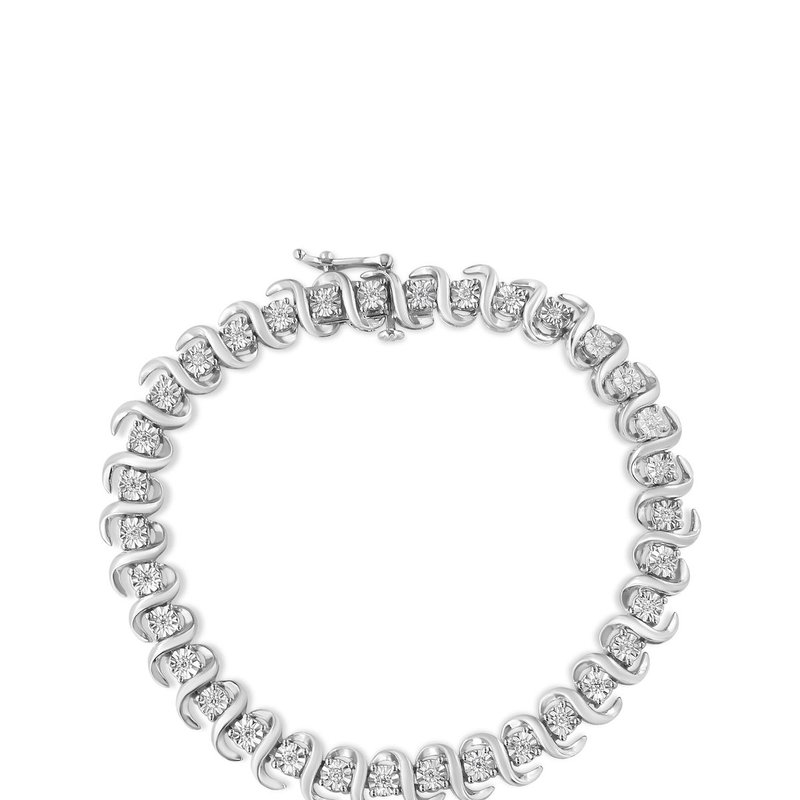 Haus Of Brilliance .925 Sterling Silver 1/3 Cttw Miracle-set Diamond "s" Link Tennis Bracelet In Grey