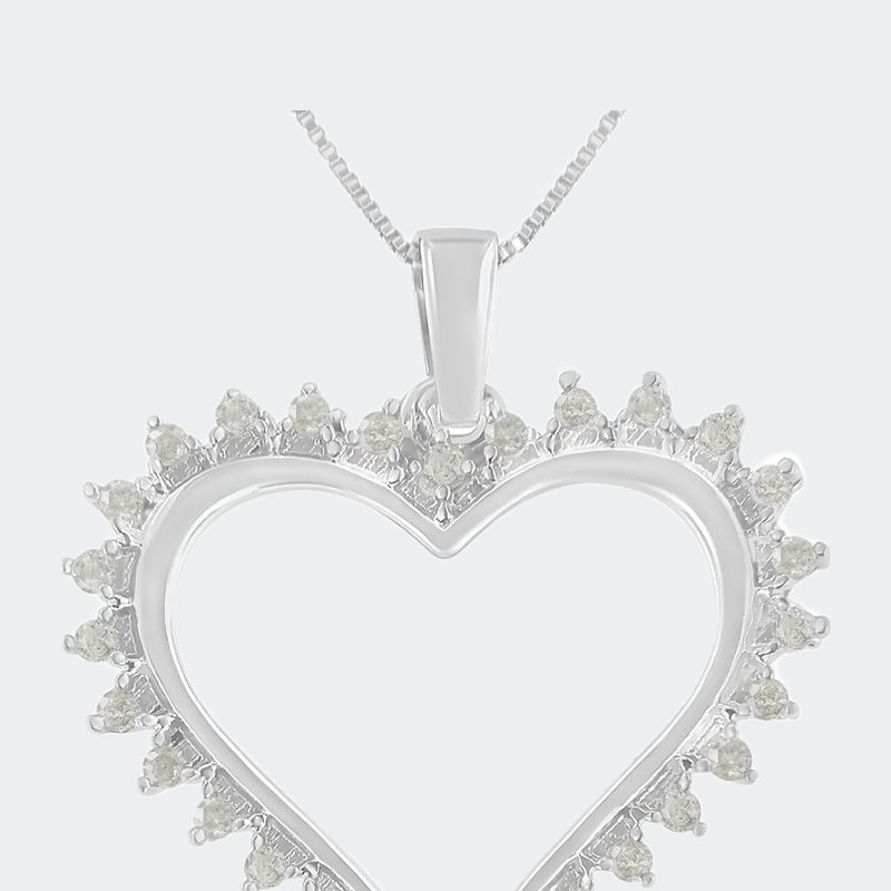 Haus Of Brilliance .925 Sterling Silver 1/4 Cttw 3-prong Diamond Open Heart 18" Pendant Necklace In White