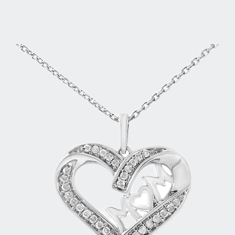 Haus Of Brilliance .925 Sterling Silver 1/4 Cttw Diamond Engraved Mom In Heart Pendant Necklace In White