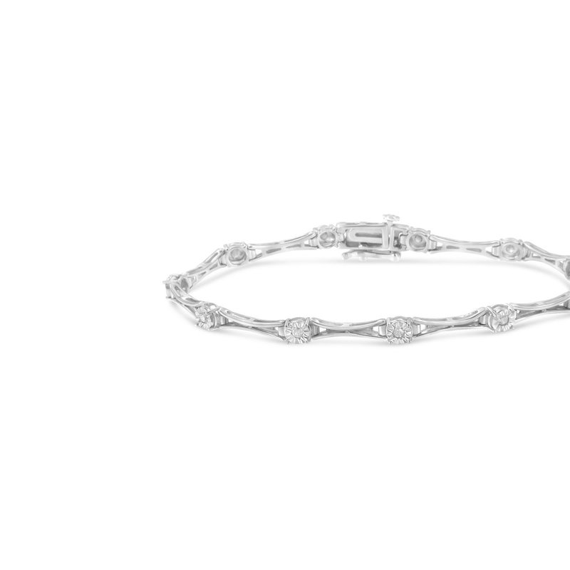 Haus Of Brilliance .925 Sterling Silver 1/4 Cttw Diamond Miracle-set Flared-bar 7" Link-style Tennis Bracelet In Grey