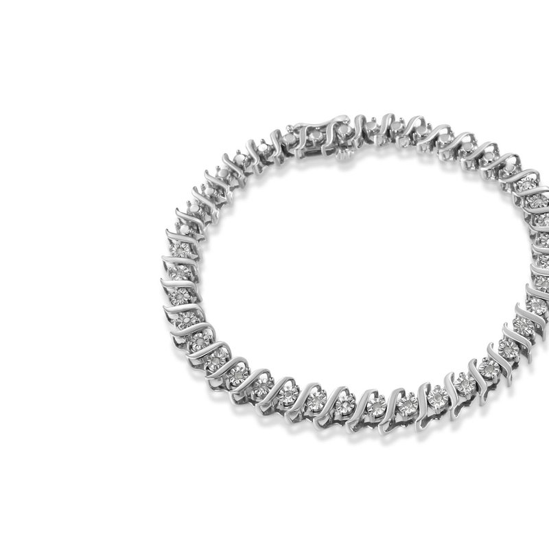 Haus Of Brilliance .925 Sterling Silver 1/4 Cttw Diamond Miracle-set "s" Link Tennis Bracelet In Grey
