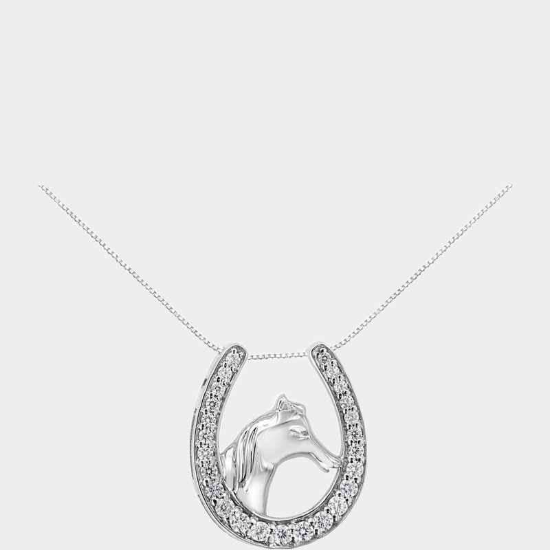 Haus Of Brilliance .925 Sterling Silver 1/4 Cttw Diamond U Shape Pendant Necklace In White