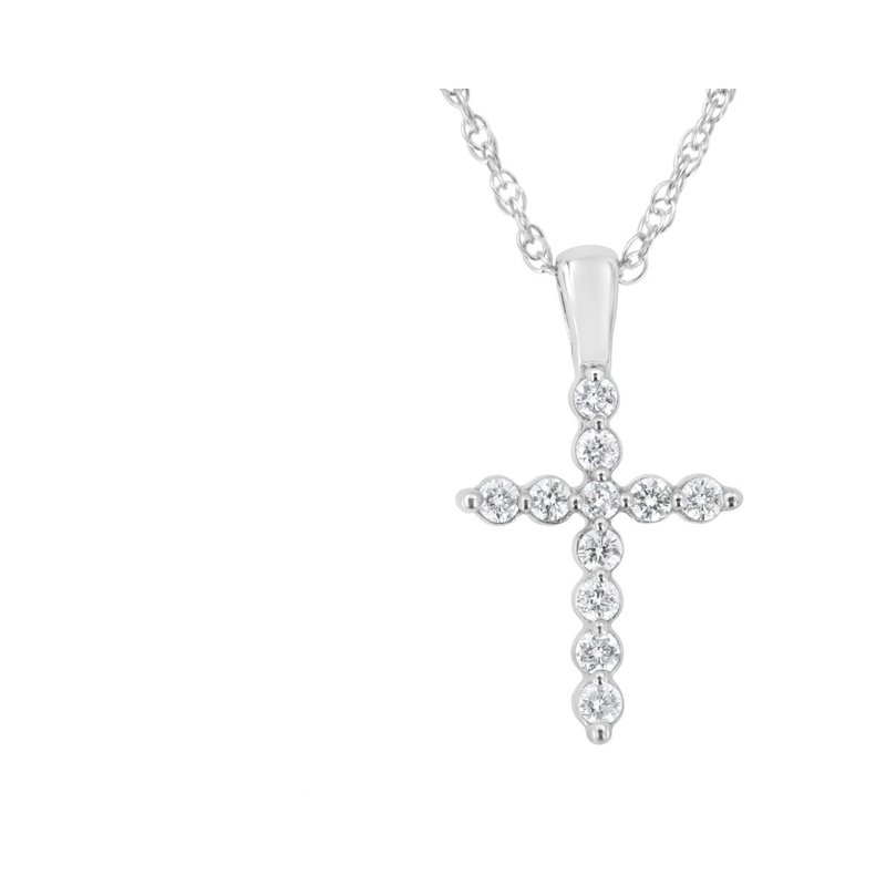 Haus Of Brilliance .925 Sterling Silver 1/4 Cttw Lab-grown Diamond Cross Pendant Necklace In Grey
