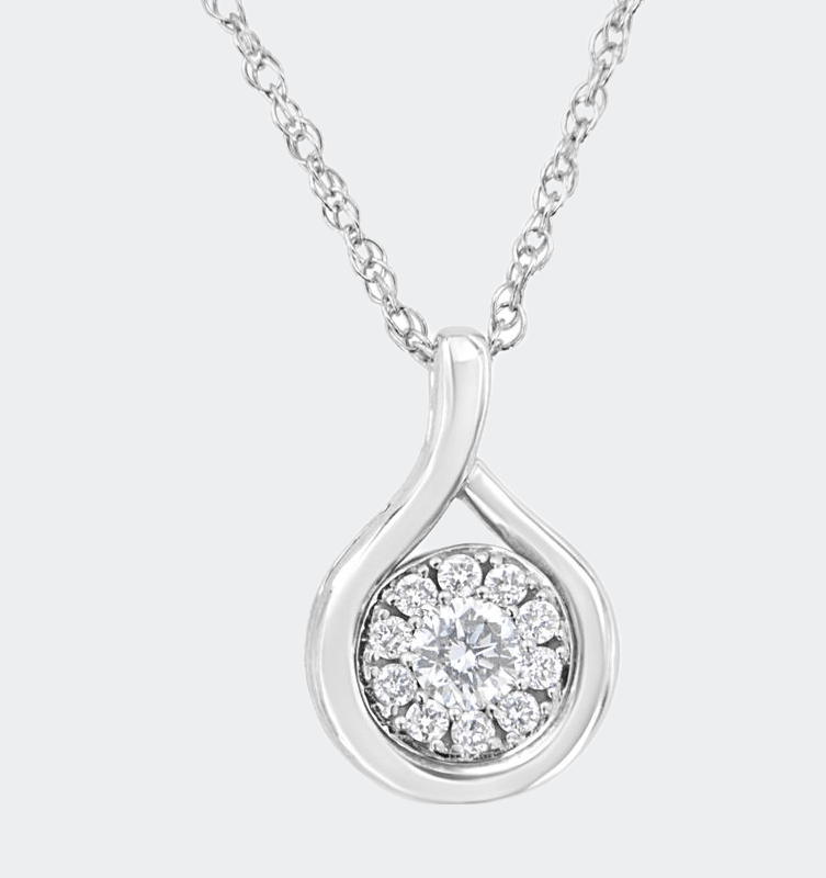 Haus Of Brilliance .925 Sterling Silver 1/4 Cttw Lab-grown Diamond Drop Pendant Necklace In White