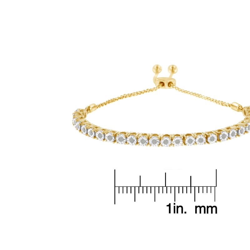 Shop Haus Of Brilliance .925 Sterling Silver 1/4 Cttw Miracle-set Diamond 4"-10" Adjustable Bolo Tennis Bracelet In Yellow