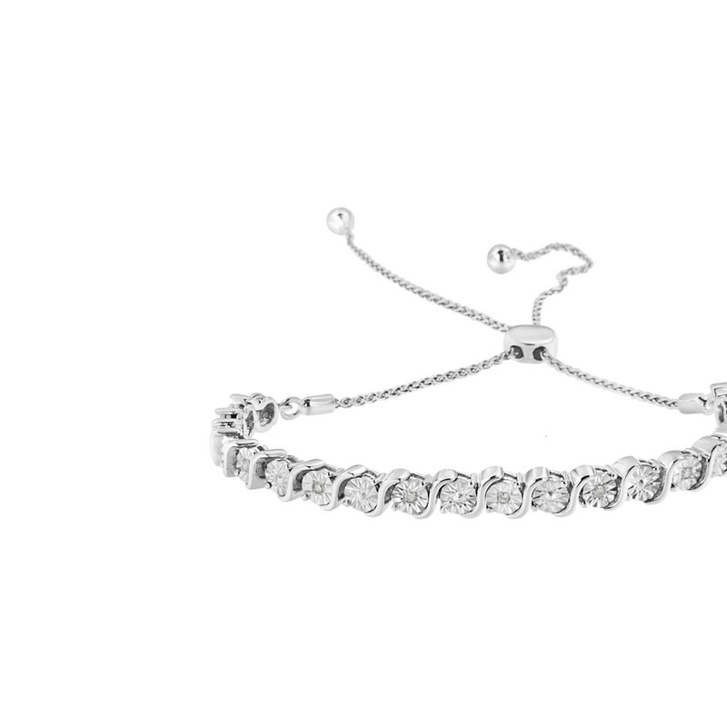Haus Of Brilliance .925 Sterling Silver 1/4 Cttw Miracle-set Diamond 4"-10" Adjustable Bolo Tennis Bracelet In White