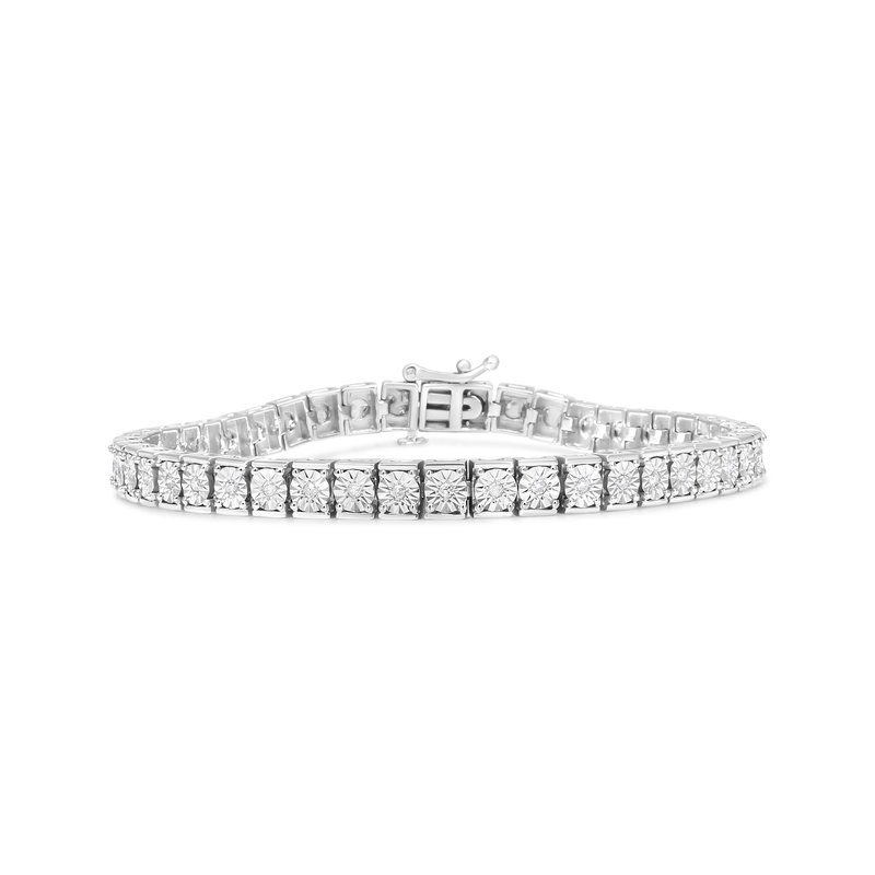 Haus Of Brilliance .925 Sterling Silver 1/4 Cttw Miracle Set Diamond And Beading Classic Tennis Bracelet In Grey
