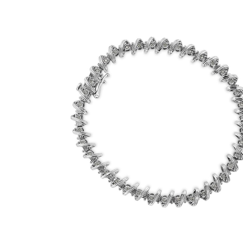 Shop Haus Of Brilliance .925 Sterling Silver 1/4 Cttw Miracle Set Diamond S Curve Link Bracelet In Grey