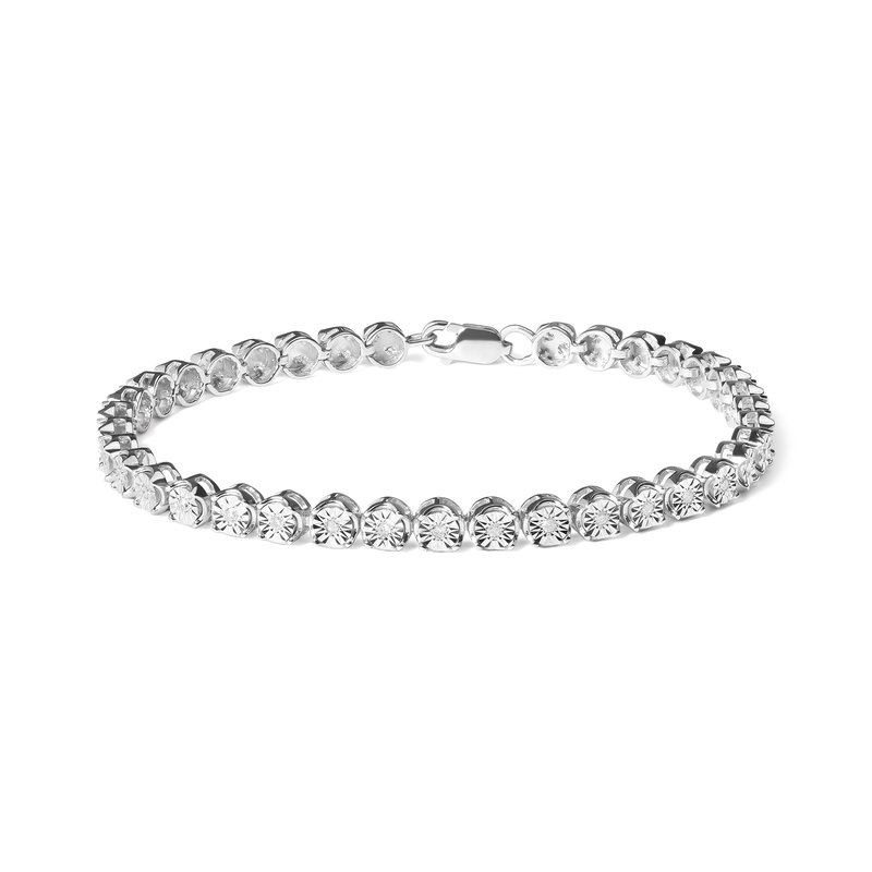 Haus Of Brilliance .925 Sterling Silver 1/4 Cttw Miracle-set Diamond Starburst Round Link Tennis Bracelet (i-j Color, I In Grey