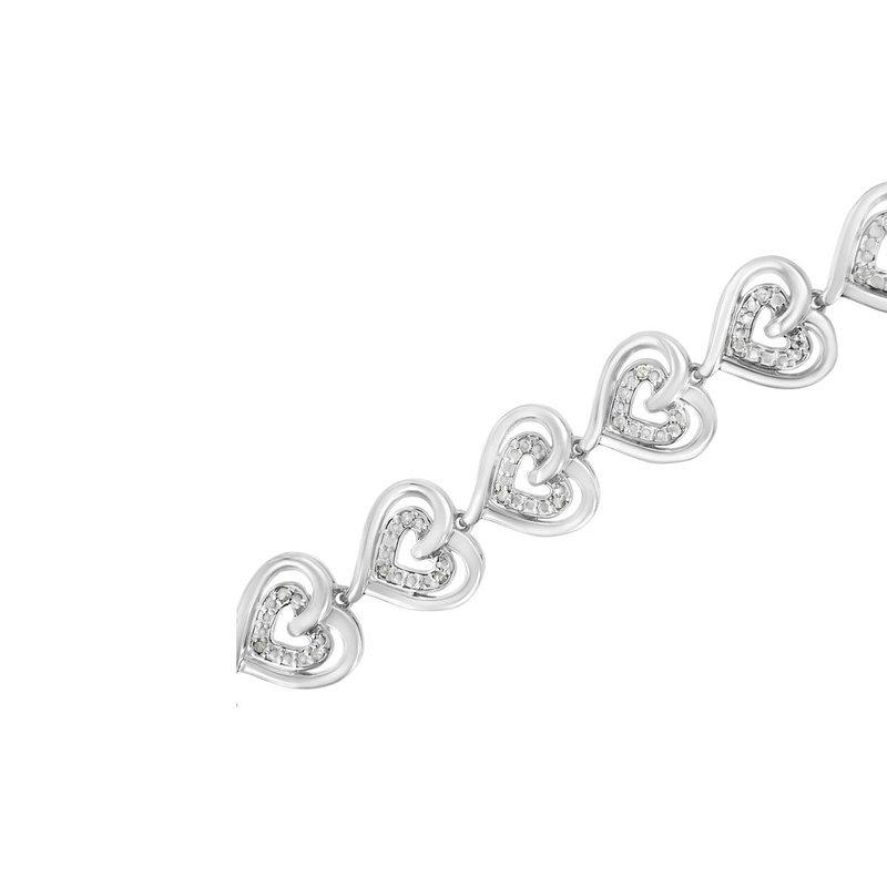 Shop Haus Of Brilliance .925 Sterling Silver 1/4 Cttw Round-cut Diamond Double Heart Link Bracelet In White