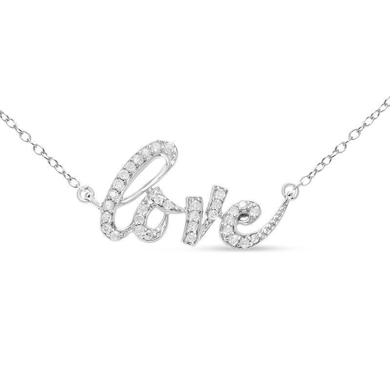 Haus Of Brilliance .925 Sterling Silver 1/5 Cttw Round Diamond Love 18" Pendant Necklace In White