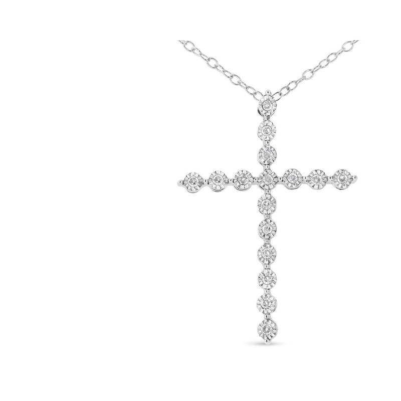 Haus Of Brilliance .925 Sterling Silver 1/6 Cttw Diamond Cross Pendant Necklace In White