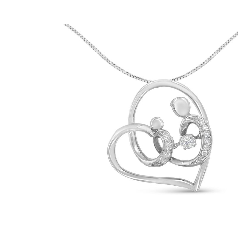 Haus Of Brilliance .925 Sterling Silver 1/6 Cttw Diamond Heart Pendant Necklace In Grey