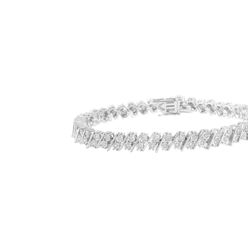 Haus Of Brilliance .925 Sterling Silver 1 Cttw Double Row Miracle Set Diamond Link Bracelet In White