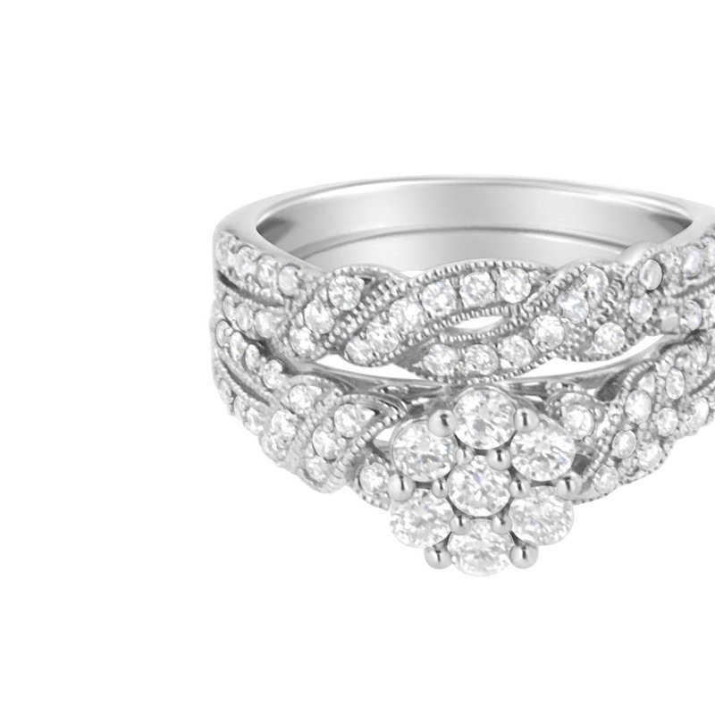 Haus Of Brilliance .925 Sterling Silver 1 Cttw Lab-grown Diamond Engagement Ring And Band Set In White